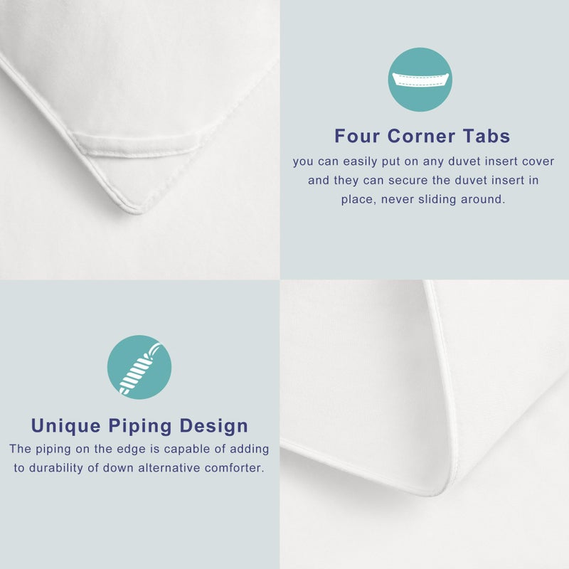 ACCURATEX Queen Duvet Insert Comforter,100% Cotton 400GSM Thick Fluffy Down Alternative Comforter,Breathable Soft White Hotel Bed Duvet Insert with Corner Tabs(90''x90'') - Image 4