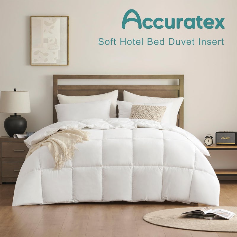 ACCURATEX Queen Duvet Insert Comforter,100% Cotton 400GSM Thick Fluffy Down Alternative Comforter,Breathable Soft White Hotel Bed Duvet Insert with Corner Tabs(90''x90'') - Image 2