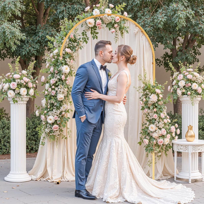 Toolterritary Set of 3 Metal Arch Backdrop Stand with Cover Set, (7.2FT, 6.6FT, 6FT Wedding Arch and Cover Set), Backdrop Arch for Party, Baby Shower, Birthday, and Graduation Ceremony - Image 5