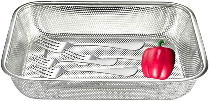 MVM Enterprise2 pc Mesh Basket for Vegetable Fruit Food Rectangle Strainer Stainless Steel Colander Mesh Sink Drying Basket for Kitchen Tools 30 20 6 CM - Image 1