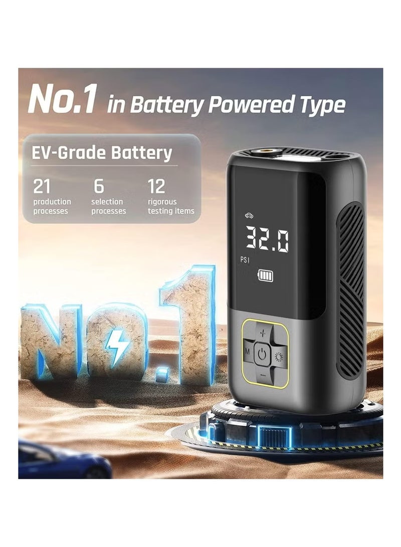 تايجر Portable Car Air Pump 150 PSI Digital Tire Inflator with LED Display | Rechargeable USB-C Cordless Air Compressor | Smart Automatic Tire Pump for Cars, Motorcycles, Bicycles & Sports Balls | Built-in LED Light, Fast Inflation, Compact Design & Preset Pressure Control | Ideal Car Accessory for Emergency & Daily Use - Image 4