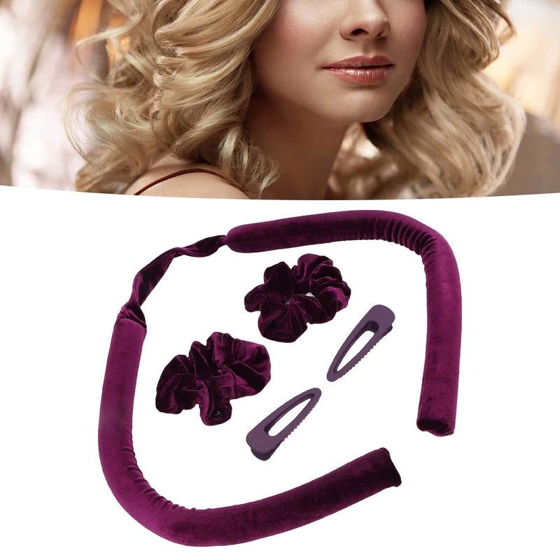 Heatless Hair Rollers, Heatless Curling Rod Headband Hair Curl Ribbon Rollers with Hair Clips Scrunchies for Sleeping Purple - Image 1