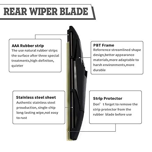 HODEE Rear Wiper Arm & Blade Kit,Exact-Fit Replacement for 2022-2024 Chevrolet Chevy Equinox GMC Terrain,OEM-Style Fit,Easy Install in Minutes,Complete Hardware Included (Cap/Nut),Streak-Free Wipe - Image 5