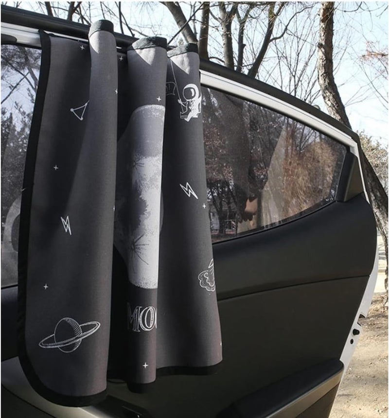 bebedeco Magnetic Car Sun Shade Curtain for Side Window – Sun Blocker and UV Protector for Baby, Kids, and Pets – Universal Fit with Built-in Magnets for Steel-Framed Door (Moon) - Image 3