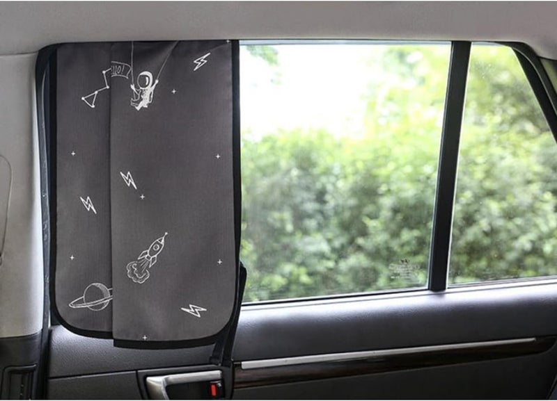 bebedeco Magnetic Car Sun Shade Curtain for Side Window – Sun Blocker and UV Protector for Baby, Kids, and Pets – Universal Fit with Built-in Magnets for Steel-Framed Door (Moon) - Image 4