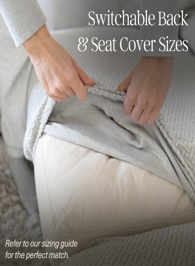Nolan Interior Magic Sofa Cover - Classic Jacquard Sofa Seat Couch Cover - Small, Jade White - Pet Proof, Easy Install, Stretchy Slipcover - Image 4