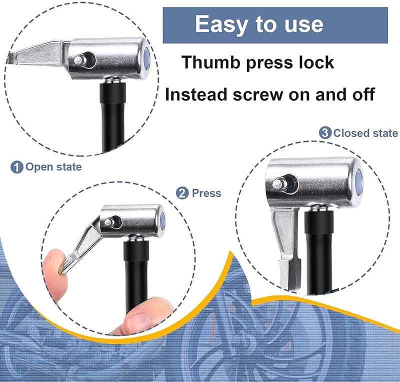 Melphan-Auto 2PCs Air Inflator Hose Adapter Convert Twist On Connection to Lock On Connection, Locking Air Chuck with Hose and Standard Tire Valve Fine Thread - Image 3