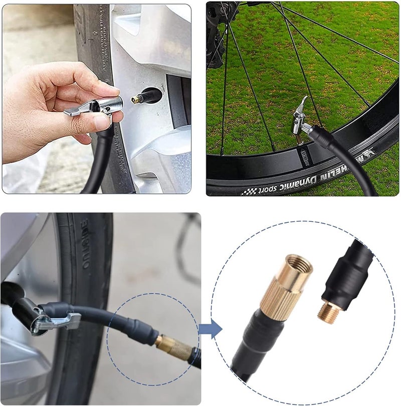 Melphan-Auto 2PCs Air Inflator Hose Adapter Convert Twist On Connection to Lock On Connection, Locking Air Chuck with Hose and Standard Tire Valve Fine Thread - Image 4