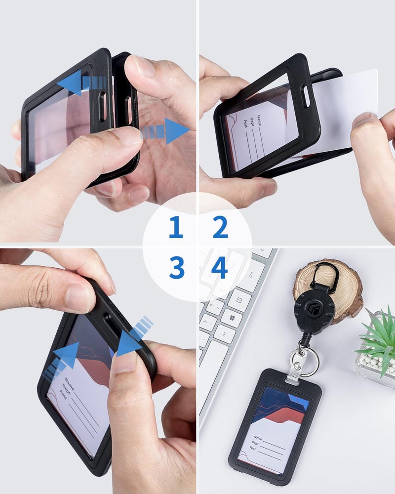 Uniclife 1 Pack ID Badge Holder with Double-Sided Windows Vertical Hard Plastic Case Black Card Protector Pouch for Office School ID Credit Cards Proximity Key Cards Driverâ€™s Licenses and Passes - Image 4
