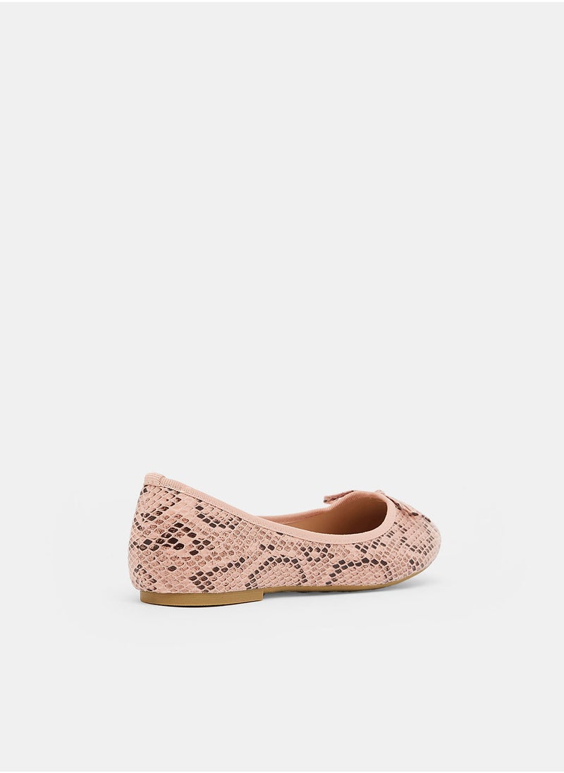 Spot-On - Snakeskin Print Ballerinas - Image 1