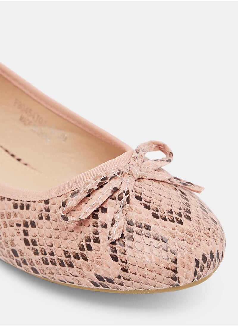 Spot-On - Snakeskin Print Ballerinas - Image 1