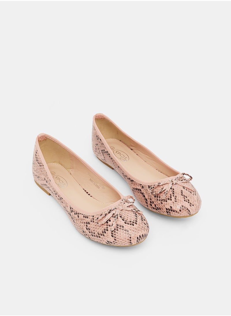 Spot-On - Snakeskin Print Ballerinas - Image 1
