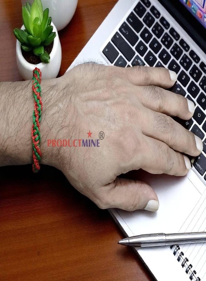 PRODUCTMINE سوار PRODUCTMINE® مصنوع يدويًا باللونين الأخضر والأحمر، سوار معصم قابل للتعديل، سوار صداقة للنساء والرجال، لطيف على البشرة - Image 4
