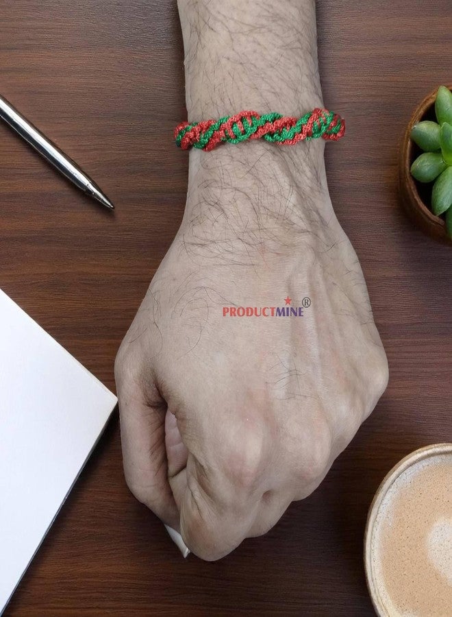 PRODUCTMINE سوار PRODUCTMINE® مصنوع يدويًا باللونين الأخضر والأحمر، سوار معصم قابل للتعديل، سوار صداقة للنساء والرجال، لطيف على البشرة - Image 5
