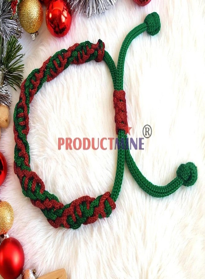 PRODUCTMINE سوار PRODUCTMINE® مصنوع يدويًا باللونين الأخضر والأحمر، سوار معصم قابل للتعديل، سوار صداقة للنساء والرجال، لطيف على البشرة - Image 3