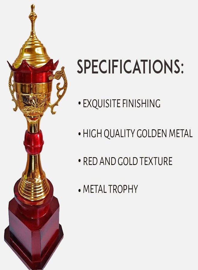 Bareeze Pure Red Gold Metal Trophy for Event Such as Trophy for Cricket Tournament, Sport, Academy, Awards, School Trophy Set (1) - Image 3
