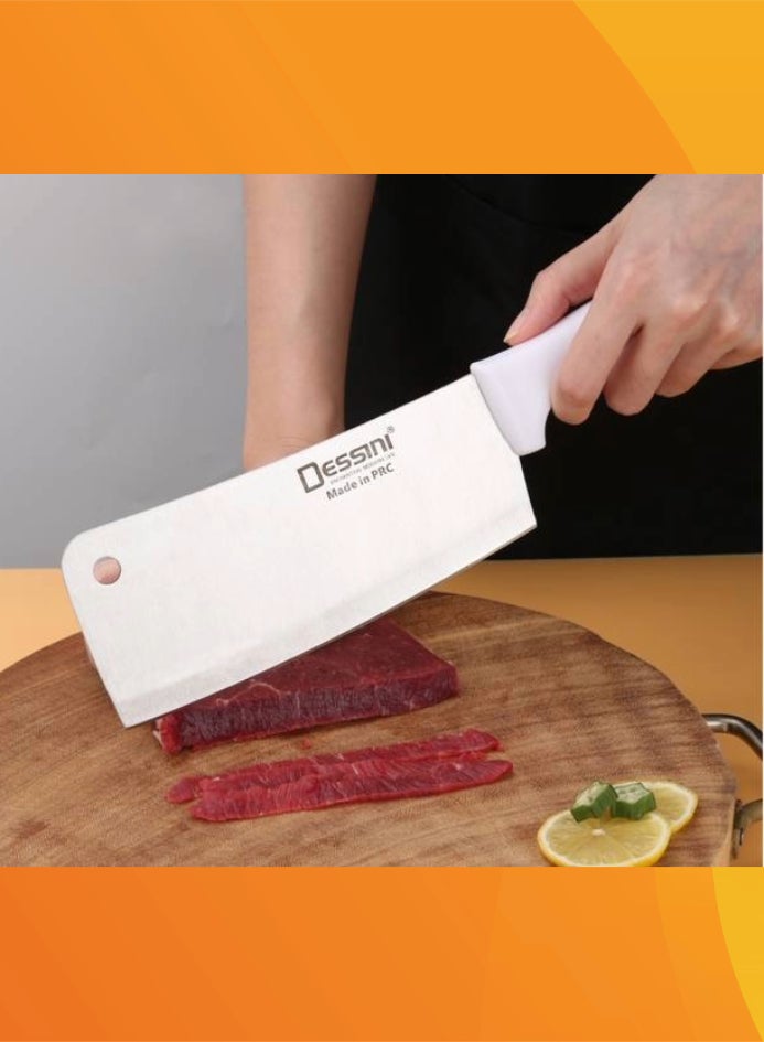 DESSINI Stainless Steel Chef Cleaver Meat Cleaver Knife with Silicon Handle Small  - Image 2