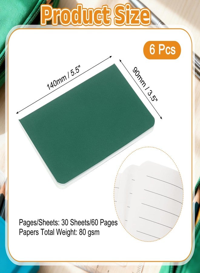 PATIKIL 6 Pack A6 Notebook, A6 Journal Mini Notebook Pocket Kraft Memo Notepads Lined Sketchbook Small 3.5x5.5 Inch 30 Sheets for Men Women Office Supplies Purse Travelers, Cyan Green - Image 2