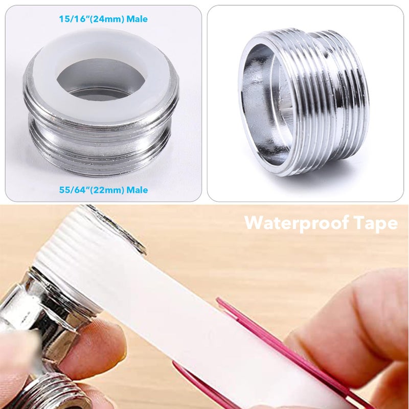 Roscid 3 Way Shower Diverter Valve  Solid Brass Shower Diverter Valve  Sink Valve Diverter Faucet Splitter For Kitchen Or Bathroom  Faucet Diverter Valve Adapter With M22-M24  M22-G1/2 Adaptor  Sliver - Image 4