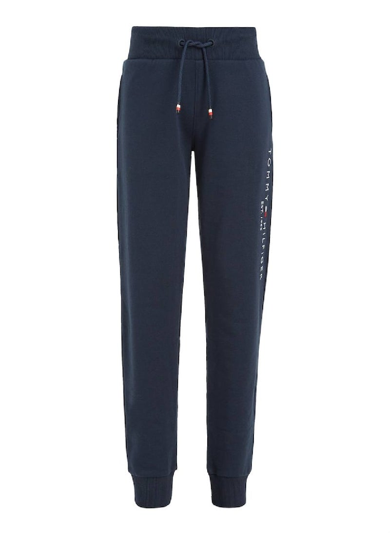 TOMMY HILFIGER - Kids' Essential Organic Cotton Logo Joggers Sweatpants, Navy - Image 1