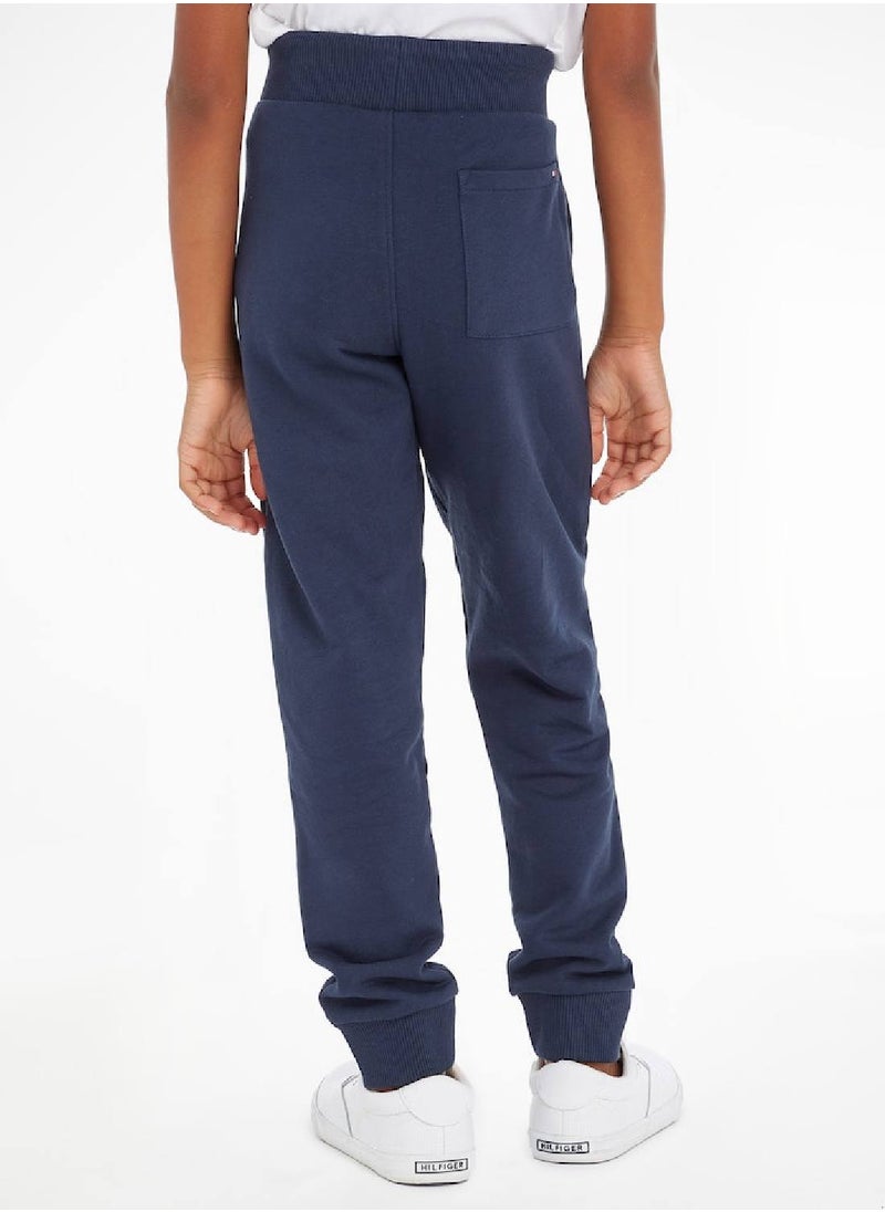 TOMMY HILFIGER - Kids' Essential Organic Cotton Logo Joggers Sweatpants, Navy - Image 1