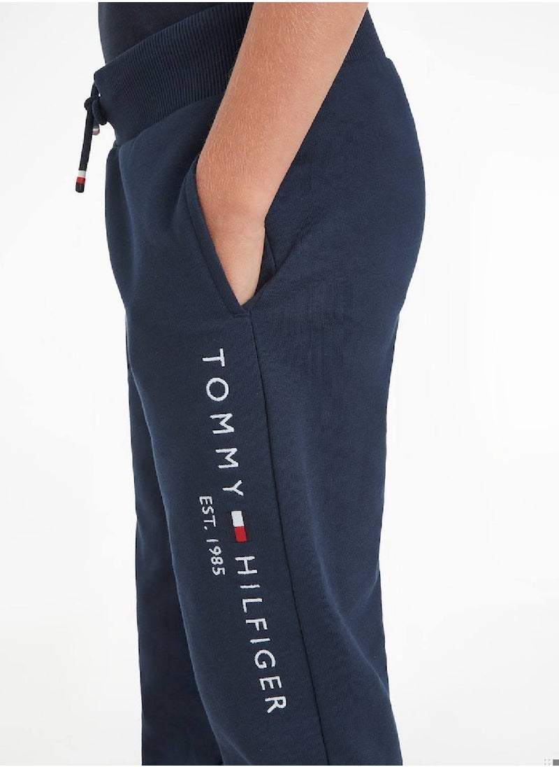 TOMMY HILFIGER - Kids' Essential Organic Cotton Logo Joggers Sweatpants, Navy - Image 1