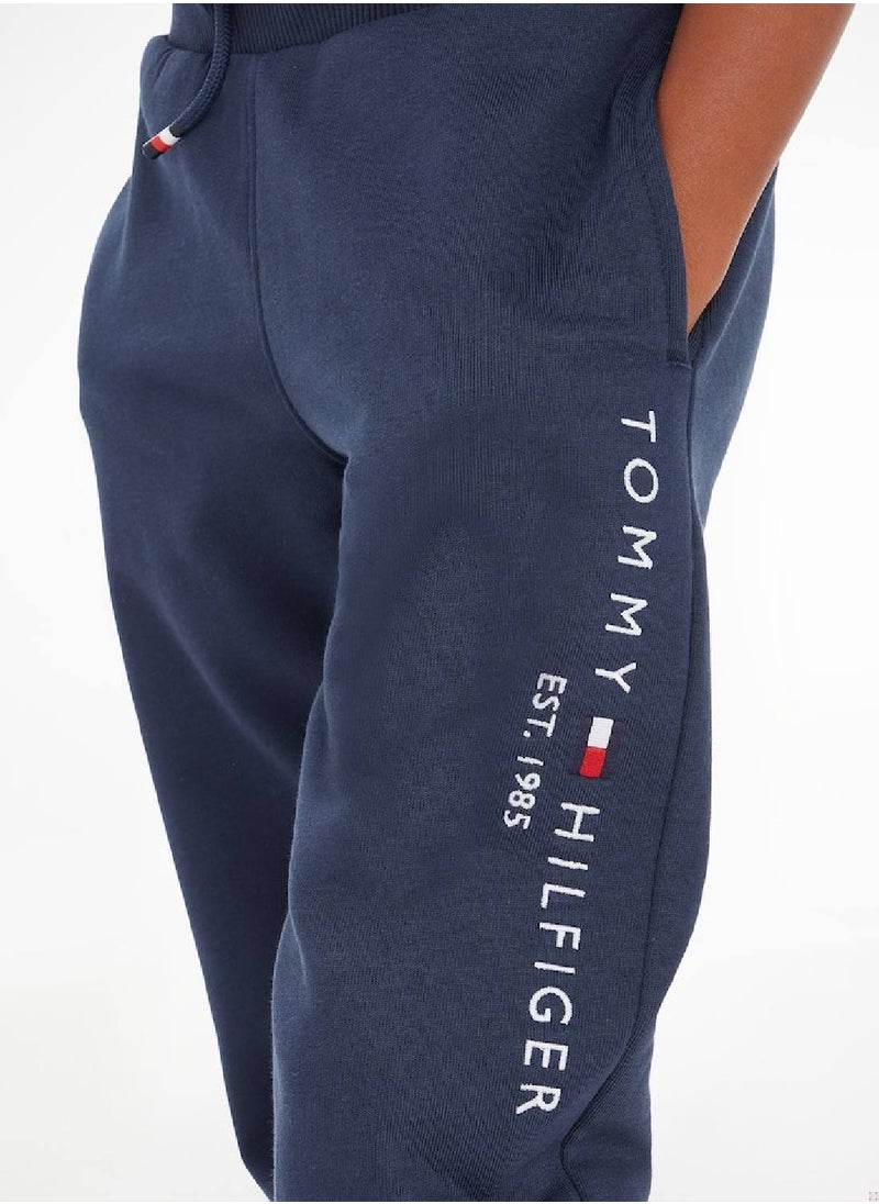 TOMMY HILFIGER - Kids' Essential Organic Cotton Logo Joggers Sweatpants, Navy - Image 1