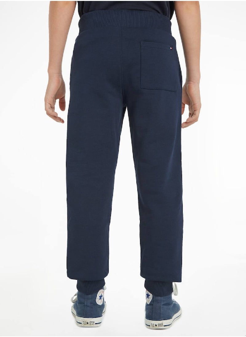 TOMMY HILFIGER - Kids' Essential Organic Cotton Logo Joggers Sweatpants, Navy - Image 1