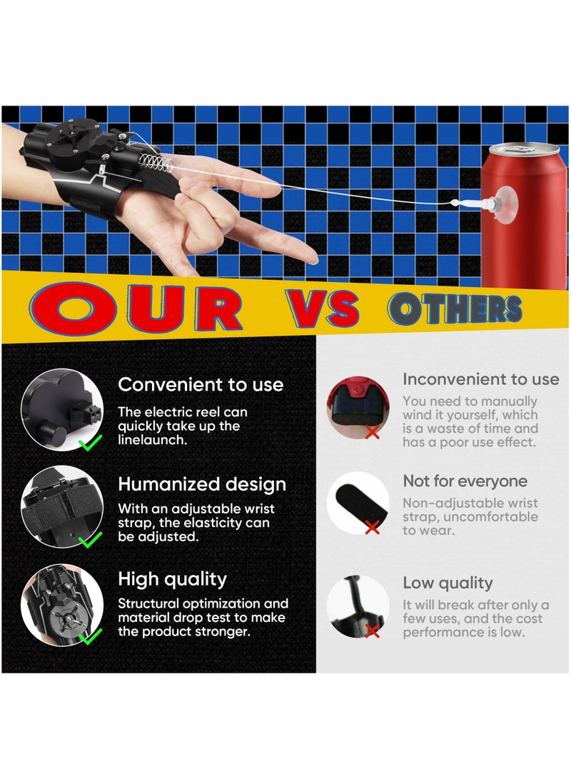 SYOSI Web Shooter Launcher String Toy, Electric Reel-in Spider Web Shooters Real Silk [9.5ft Range], Toy for Kids Superhero Role-Playing,Black - Image 2