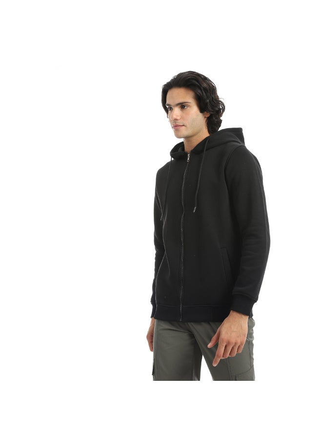 Andora Inner Fleeced For Everyday Use Hooded Zipper Closure Jacket _ Black - Image 4