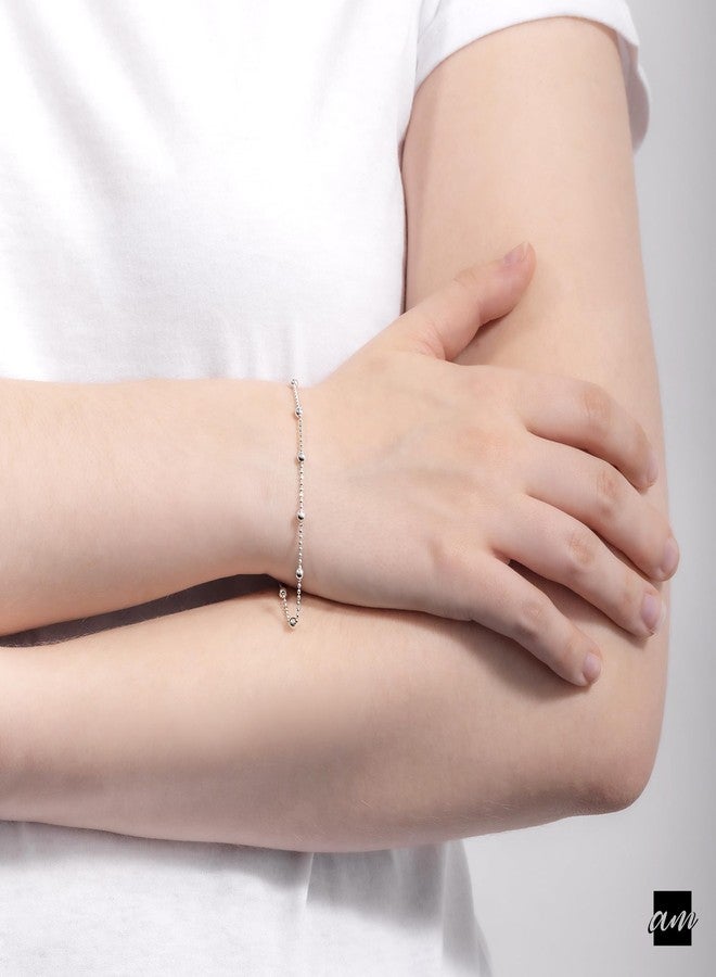 Amberta 925 Sterling Silver 3.2 mm / 1.1 mm Ball Bead Chain Bracelet Length 7.5" inch / 19 cm (7.5) - Image 4