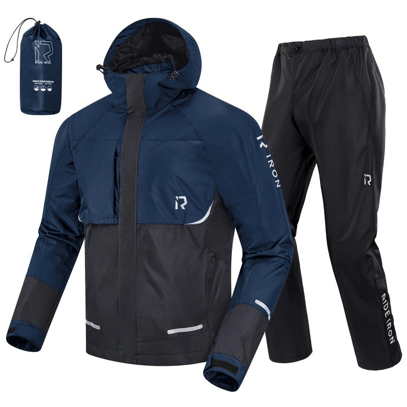 RIDEIRON Rain Suit Motorcycle Rain Gear Waterproof Jackets Pants Lightweight Durable Rainwear Outdoor Fishing Hiking for Men Women - Image 1