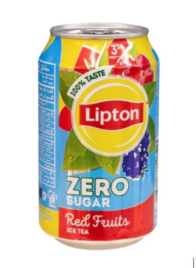 ليبتون شاي ليبتون المثلج بدون سكر، نكهة التوت الأحمر، علبة 320 مل (حجم العبوة) - Image 1