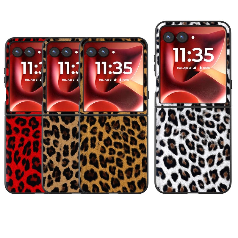 erorex For Motorola Razr 60 Ultra Black Edge Leopard Phone Case(Silver Leopard) - Image 5