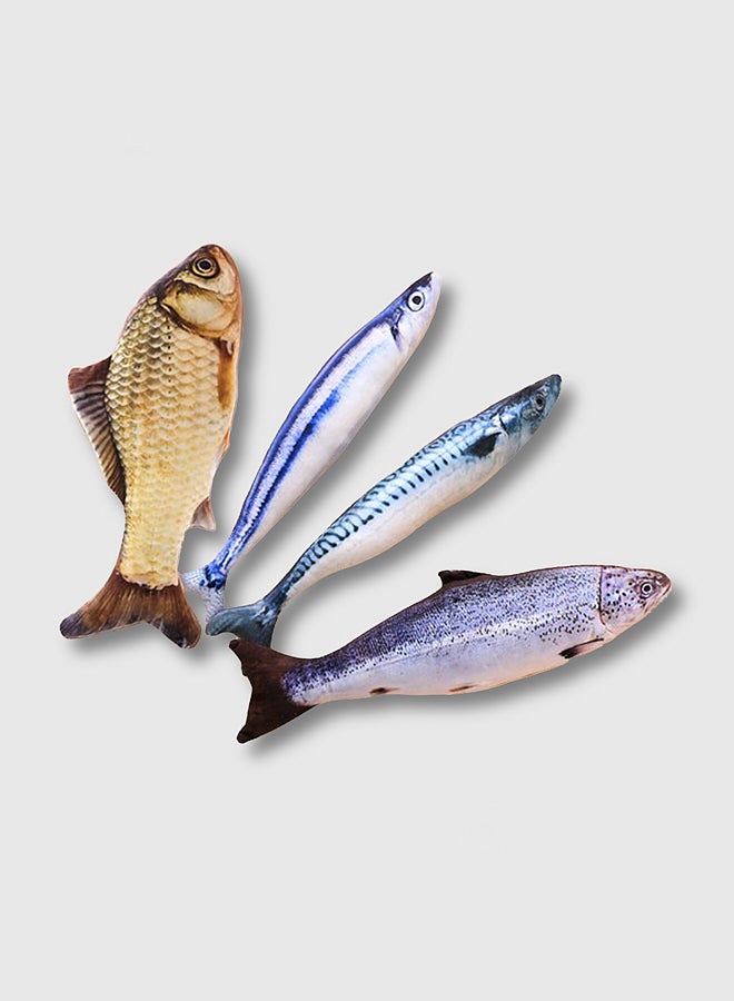 OUTAD Catnip Catmint Fish Shape Short Plush Toy Blue/Purple/Gold 20centimeter - Image 1