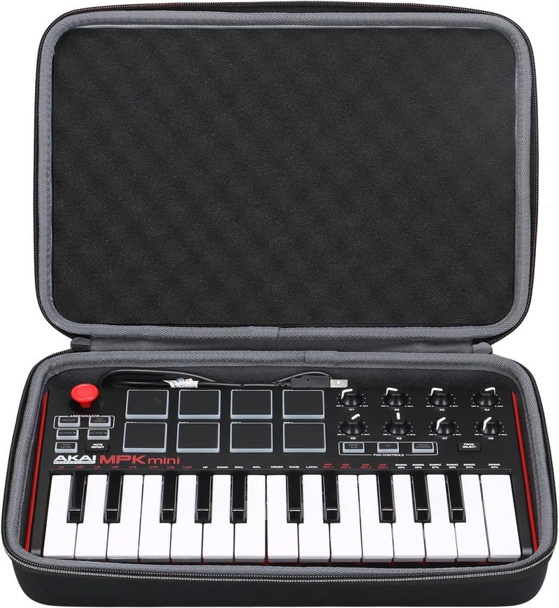 اكس اناد حقيبة واقية صلبة من لأجهزة Akai Professional MPK Mini MKII وMK3 وMPK Mini Play | وحدة ضربات الطبول وجهاز تحكم لوحة المفاتيح USB MIDI سعة 25 مفتاحًا، قابلة للنقل بشكل فائق - Image 1