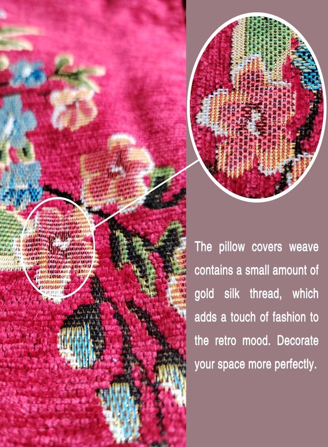 Qupace Set of 2 Red Vintage Embroidered Throw Pillows Covers 18x18in Sofa Couch,Red Floral Embroidered Cushion Cover for Sofa Bed Chairs Car - Image 4