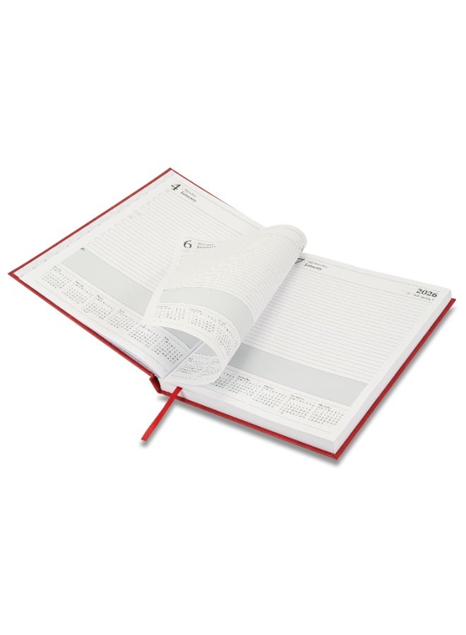 FIS 2026 Diary, A4 Size Diary(210x297mm), Hard Cover Vinyl Materials, 1 Day a Page, English, 60gsm White Paper, Maroon Color-FSDI41E26MR - Image 4