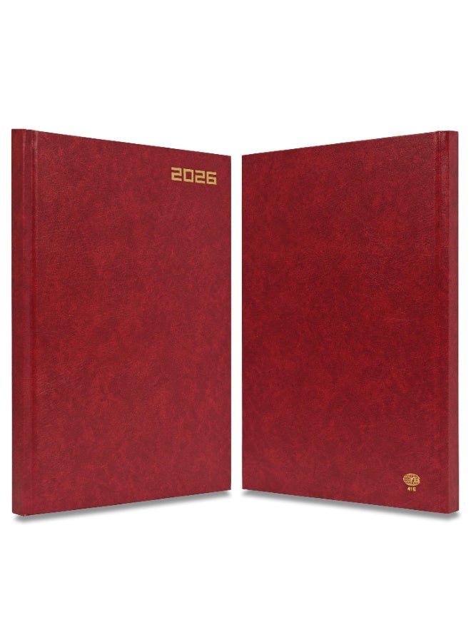 FIS 2026 Diary, A4 Size Diary(210x297mm), Hard Cover Vinyl Materials, 1 Day a Page, English, 60gsm White Paper, Maroon Color-FSDI41E26MR - Image 2