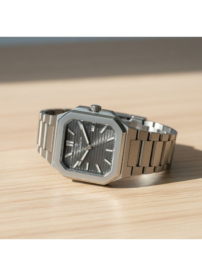 TOMRICH Vertex Men’s Luxury Analog Watch Stainless Steel Square Case Grey Dial Wrist Watch TR1002M - Image 4