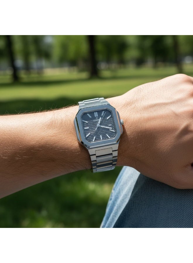 TOMRICH Vertex Men’s Luxury Analog Watch Stainless Steel Square Case Grey Dial Wrist Watch TR1002M - Image 5