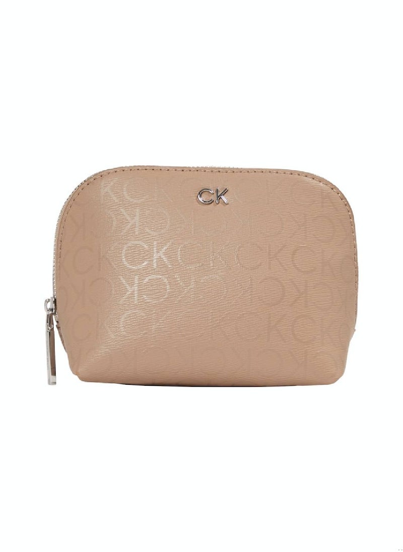 CALVIN KLEIN - Women's CK Daily Cosmetic Pouch Washbag - Polyester, Beige - Image 1