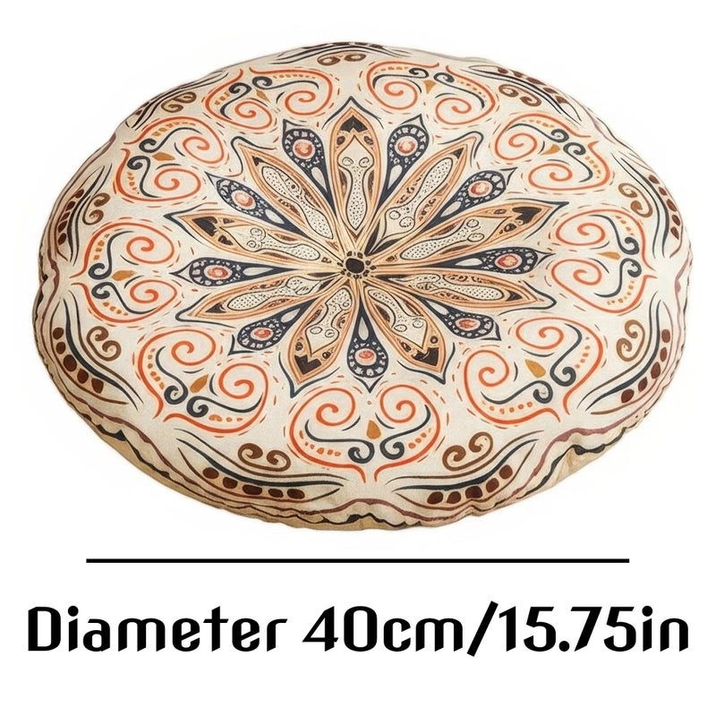 Chiorgone Mandala Round Floor Pillow - 16x16 inch Reversible Cotton Linen Meditation Cushion for Yoga, Balcony & Patio Decor (Floral Bloom) - Image 3