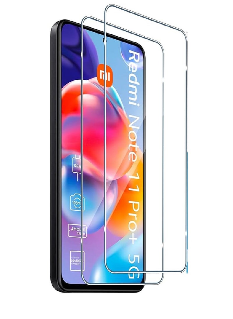 Super 2 Pieces Tempered Glass Screen Protector Clear Designed For Xiaomi Redmi Note 11 Pro Plus Full Screen Coverage And Bubble Free - Image 1