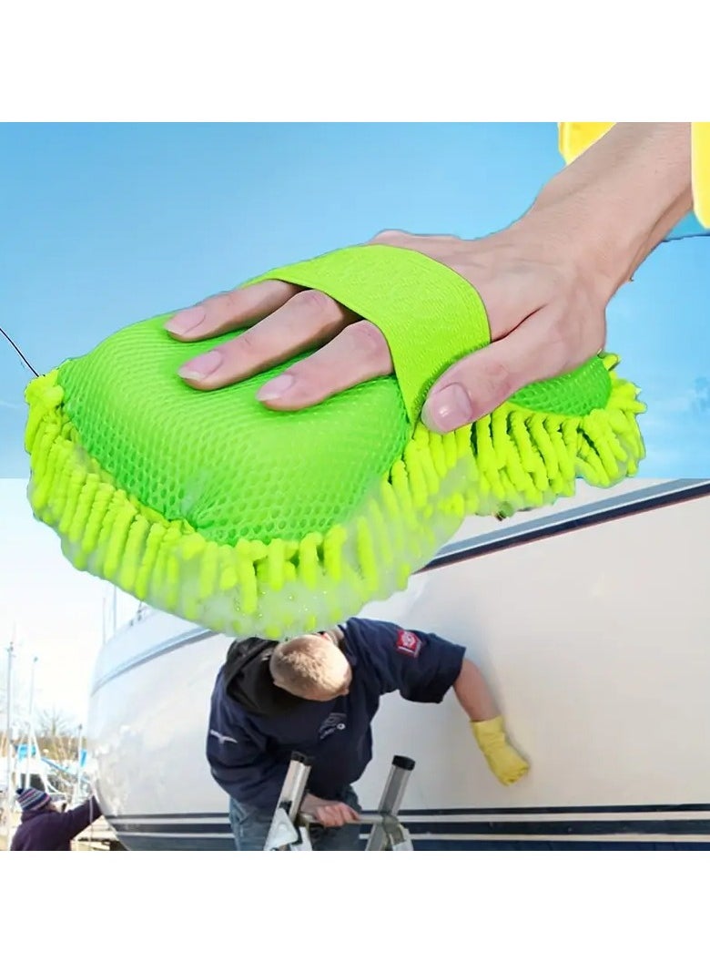 Goolsky - 1pc Boat/Car Wash Microfiber Wash Sponge Scratch Free, Ultra Absorbent Microfiber Waffle Drying Towel for Car Detailing, Green, 22.99cm*12.98cm*6.99cm - Image 1
