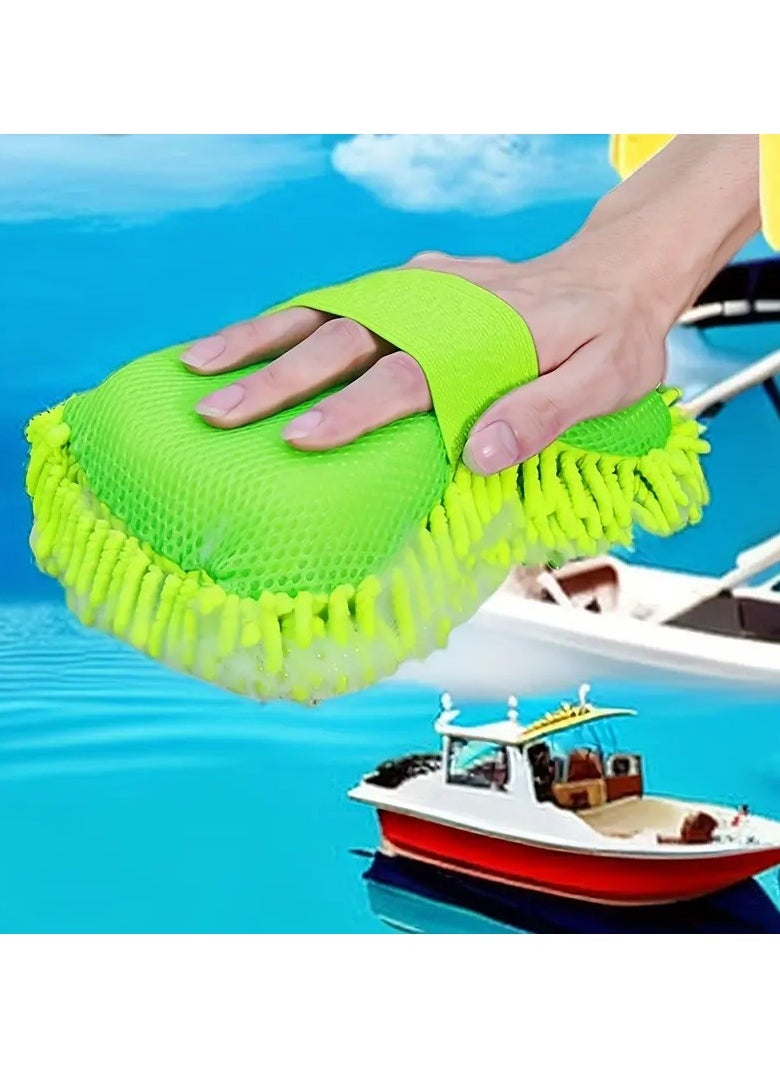 Goolsky - 1pc Boat/Car Wash Microfiber Wash Sponge Scratch Free, Ultra Absorbent Microfiber Waffle Drying Towel for Car Detailing, Green, 22.99cm*12.98cm*6.99cm - Image 1