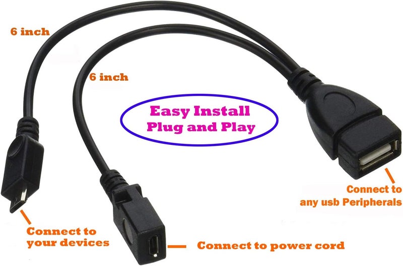AuviPal 2-in-1 Micro USB to USB Adapter (OTG Cable + Power Cable) for Fire Stick, PlayStation Classic and More - 2 Pack - Image 4