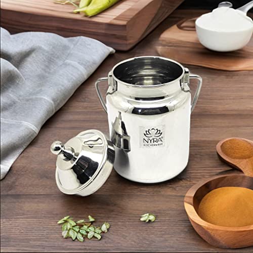 NYRA® Stainless Steel Barni Milk Can/Container with an Upper Lid Dolchi for storing Milk, Oil Jar with Lid, Ghee Container (Capacity - 500 ML) - Image 2