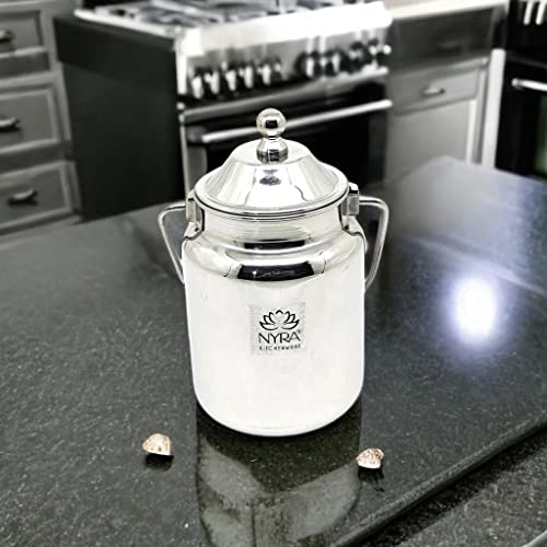 NYRA® Stainless Steel Barni Milk Can/Container with an Upper Lid Dolchi for storing Milk, Oil Jar with Lid, Ghee Container (Capacity - 500 ML) - Image 4