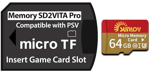Sunloy PS Vita Memory Card SD2Vita 6.0 Adapter with 64GB Micro SD Card, High Speed microSDXC UHS-I Flash Memory Card with PSVita SD Card Adapter for PSV 1000/2000 PSTV FW 3.60 HENkaku Enso System - Image 2